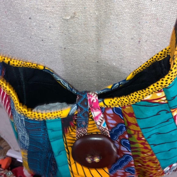 Queen Alaffia Afro African Patchwork print Fabric cross body Bag Handbag New - Picture 6 of 16